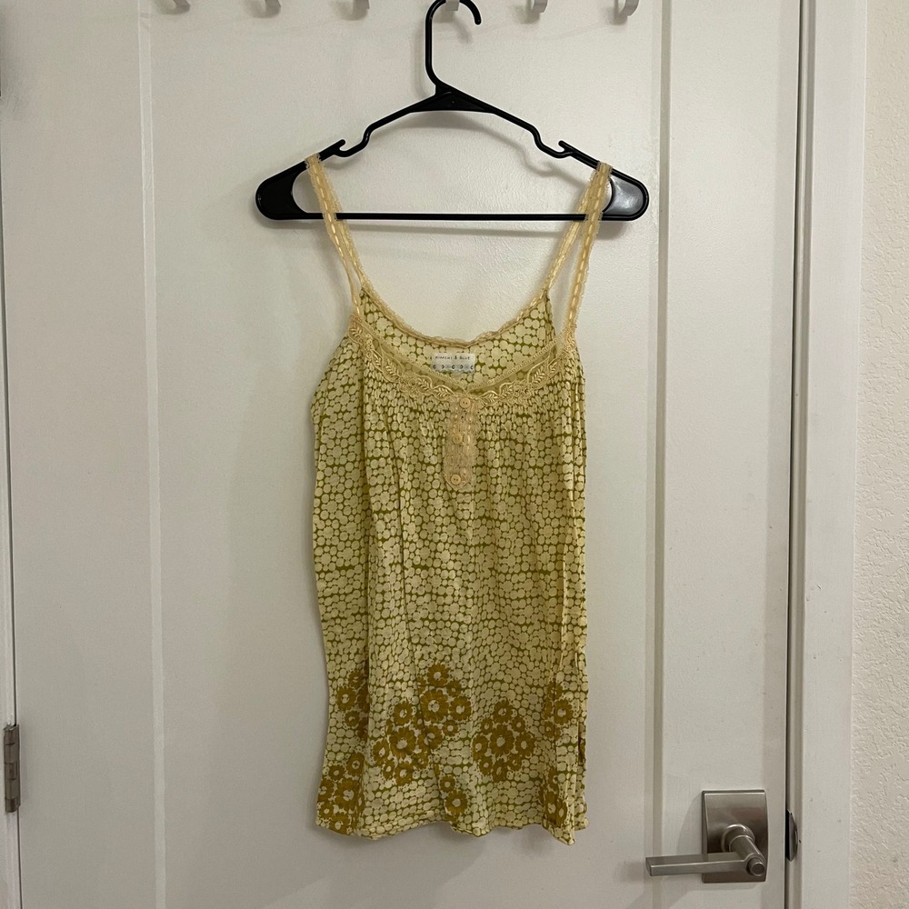 Kimchi Blue Y2K Yellow Tank Top Lace Floral‎ Fairycore Buttermom